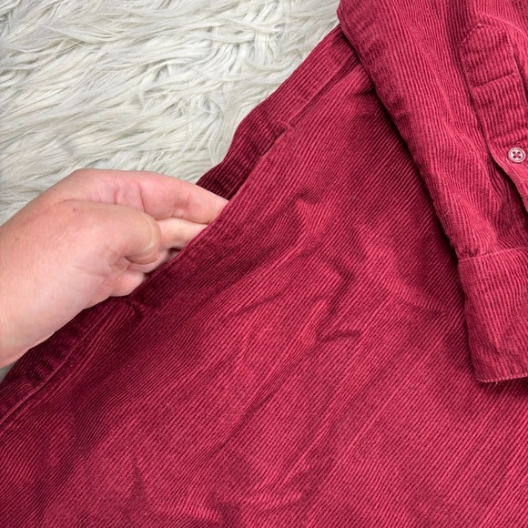 People Tree Women's US 8 Red Corduroy Button Front Shirt Dress Organic Autumn - Picture 2 of 5